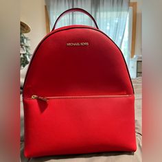 Nwt Michael Kors Backpack- Red Michael Kors Backpack, Michael Kors Bag, Michael Kors, Bag Lady, Backpacks, Red, Women Shopping, Color