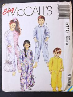 "Uncut pattern - Size 5 Factory folded Chest measurement 24\" Waist is  21 1/2\" Hips 25\"" Christmas Sleepwear, Sewing Pattern Free, Childrens Sewing Patterns, Easy Toddler, Toddler Pajamas, Pajama Romper, Fabric Purses, Dress Making Patterns, One Piece Pajamas