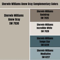 the color scheme for sherylin williams's gray complementary colors, including brown, blue