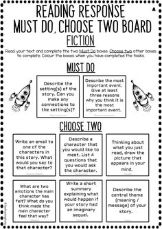 reading response worksheet for students to use in the classroom or on their own