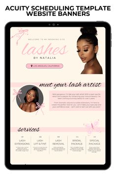 the website design for lashes by natlia, which is designed to look like an applian