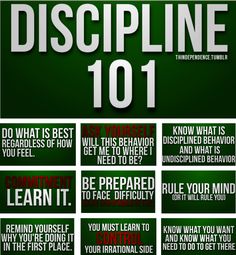 a green poster with the words discipline 1011