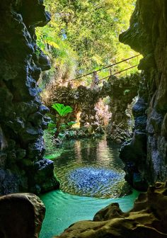 a small stream in the middle of some rocks