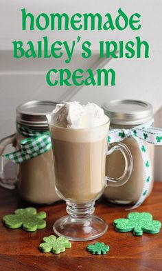 homemade bailey's irish cream with shamrock cookies