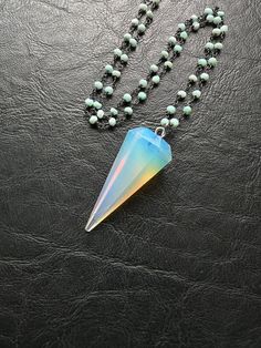 Opalite Blue Opal Pendant Pendulum Necklace Dowsing Crystal - Etsy Blue Spiritual Pendant Necklace, Spiritual Silver Opal Necklace, Adjustable Nickel-free Spiritual Crystal Necklace, Opalite Necklace Pendants, Nickel-free Adjustable Spiritual Crystal Necklace, Pendulum Necklace, Crystal Witch, Crystal Pendulum, Power Crystals