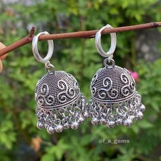 ● Item Detail :- Gorgeous Indian style silver Jhumka earrings with hoops :- Super light weight :- 2 inches long  :- Colour : silver :- hoops earring :- M SIZE JUMKA  ( You can change the hook without any worry. We have three types of hooks,Leverbacks hook/Hoops/french hook , You can inform me about this by messaging me while placing the order. ) **important Notice** ~* After the order, give your full address, Pin code/zip code, Full name, Contact namber/email address, city/county name ● Delivery Metal Jhumkas For Pierced Ears For Festival, Metal Jhumkas For Festival, Pierced Ears, Festive Oxidized Finish Hoop Earrings, Oxidized Finish Chandbali Hoop Earrings, Festive Round Hoop Earrings With Oxidized Finish, Festival Dangle Hoop Earrings With Latkans, Round Chandbalis For Festival, Metal Dangle Chandbalis For Pierced Ears, Traditional Silver Dangle Clip-on Earrings