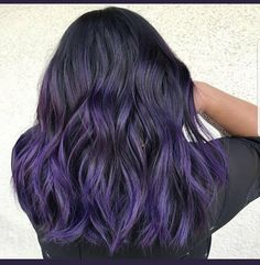 Indigo Highlights, Dark Plum Hair, Aesthetic Balayage, Purple Highlights Brown Hair, Balayage Ombre Hair, Honey Aesthetic, Purple Hair Highlights, Dark Purple Hair, Plum Hair