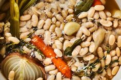 white bean soup with carrots, onions and green beans