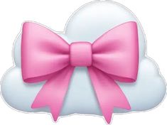 a pink bow on top of a cloud