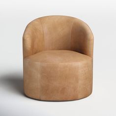 a tan leather chair on a white background with no one around it or someone else