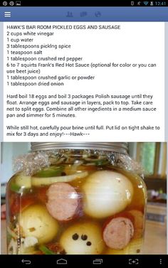 a jar filled with food sitting on top of a table