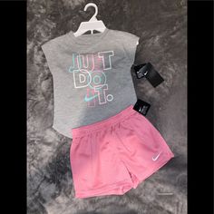 Host Pick Nike Shirt And Shorts Outfit/ Brand New With Tags /How Cute Is This Nike Shirt With Matching Shorts Can Be Worn Together Or Mix And Match With Other Nike Pieces ,Your Little One Will Look So Cute And Be Comfy All At The Same Time Would Also Make An Amazing Gift Short Pink Sports Top, Pink Short Tops For Sports, Pink Short Tops For Workout, Pink Short Top For Playwear, Short Pink Tops For Playwear, Cute Pink Sports Tops, Pink Short Athleisure Top, Cute Pink Short Top, Cute Short Pink Top