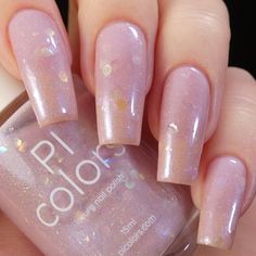 Pale Pink Nail Polish with Rainbow Flakies and Iridescent image 7 Pale Pink Nail Polish, Pale Pink Nails, Silver Nail Polish, Grey Nail Polish, Pink Nail Colors, Brown Nail Polish, Orange Nail Polish, Gold Nail Polish, Uma Musume