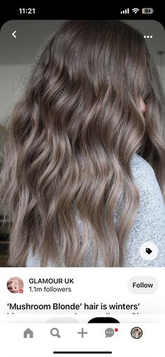 Smokey Light Brown Hair, Mushroom Brown Lowlights, Ashy Dimensional Brunette, Dimensional Light Brunette, Ash Brown Lob, Sandy Brown Balayage, Mushroom Bronde, Taupe Hair, Mushroom Blonde Hair