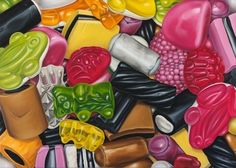 a painting of many different colored candies