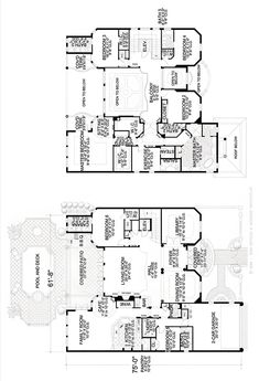 two story house plans with an attached living room and dining area on the first floor