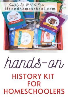 the hands - on history kit for homeschoolers is packed in a red box