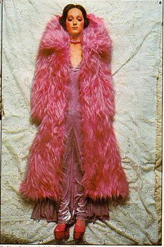 Biba Fashion, 70s Glam Rock, 70s Glam, Catty Noir, Pink Fur, Fur Coats Women, 1970s Fashion, Glam Rock, Mean Girls