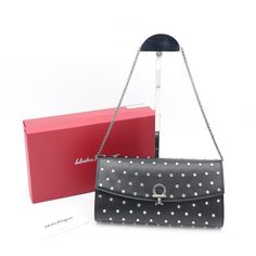 Nwt Salvatore Ferragamo Gancini Clip Studded Mini Bag Brand New With Attached Tags, 100% Guaranteed Authentic!! Comes With Original Box And Dustbag! Mfsrp: $1150.00 +Tax Color: Black Leather Gancini Buckle, Silver-Tone Stud Detailing Detachable Chain-Link Shoulder Strap Approx. 9.45"L X 1.4"W X 4.72"H Made In Italy Designer Black Shoulder Bag With Silver-tone Logo, High-end Silver Shoulder Bag, High-end Silver Shoulder Bag With Palladium Hardware, High-end Silver Shoulder Bag With Silver-tone Hardware, Luxury Silver Clutch With Removable Pouch, Designer Silver Clutch With Silver-tone Hardware, Designer Silver Shoulder Bag Gift, Designer Silver Shoulder Bag As Gift, Designer Black Bag With Silver-tone Logo Plaque