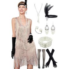 Season:All Seasons; Look After Me:Washable; Gender:Women's; What's in the box:Neckwear,Earrings,Bracelets  Bangles,Headwear,Stockings,Gloves,Dress; Types:Accessories Set,Flapper Dress,Outfits; Holiday:Masquerade,Carnival,Halloween; Style:Roaring 20s,1920s,Retro Vintage; Elasticity:Micro-elastic; Occasion:Party / Cocktail,Party / Evening,Carnival; Material:Polyster; Age Group:Adults'; Characters:The Great Gatsby; Pattern:Tassel,Sequin; Design:Tassel Fringe,Sequins; Neckline:V Neck; Listing Date:1 Costume Party Flapper Dress With Fringe, Flapper Dress With Fringe For Costume Party, Fringe Flapper Dress For Costume Party, Flapper Dress For Costume Party, Summer Gatsby Style Flapper Dress For Costume Party, Summer Flapper Dress For Costume Party, Dress Types, Carnival Masquerade, Masquerade Carnival