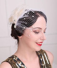 PRICES MAY VARY. Package include-- 1* white feather fascinator(The feather part is separate from the short veil and both can be clipped directly into your hair) 1920s flapper hair accessories-- Made by hand with soft and fluffy feathers, skin-friendly mesh and exquisite crystal accessories. Color-- Ivory. Size of feather clip--18cm * 18cm/7.08 inch * 7.08 inch. Size of veil--42cm * 20cm/16.5inch * 7.9inch Great Headpiece-- It's a good choice for Masquerade, Wedding, Pageant, Fashion show, Photog Veil For Wedding, Great Gatsby Headpiece, Veil Pearl, White Lace Gloves, Birdcage Veil Wedding, Bridal Short, Flapper Hair, Gatsby Headpiece, Flapper Headpiece