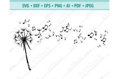 a dandelion blowing in the wind with music notes coming out of its seeds