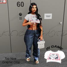 a woman standing in front of a locker with her handbag and purse on the ground