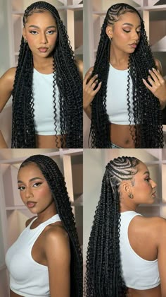 Braid Styles Half Up Half Down, Fulani Knotless Braids Hairstyles, Half All Back Half Braids, Braid Half Up Half Down Hairstyles, Fulani Braids Ideas, Braids For Black Hair 2024, Half Lemonade Braids Half Twists, Half Up Down Braided Hairstyles, Fulani Braids Twist