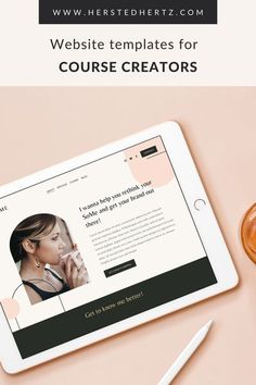 a tablet with the words website templates for course creators