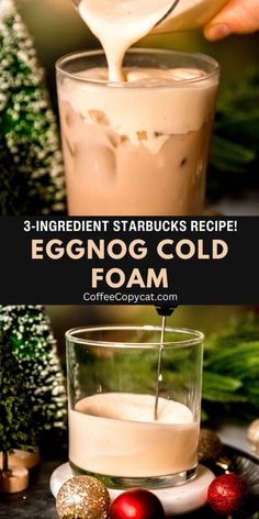 Add a festive twist to your iced coffee with this Starbucks-inspired easy-to-make Eggnog Cold Foam! Combining the classic flavors of eggnog with a light, frothy texture, this topping brings holiday cheer to every sip. Whether you're hosting a holiday gathering or enjoying a quiet morning at home, this Eggnog Cold Foam is the perfect addition to your coffee routine. Check out the full recipe now and make your coffee merry and bright! 🎁❄️ #EggnogColdFoam #StarbucksHolidayDrinks Best Cold Foam Recipe, Eggnog Punch With Ice Cream, Eggnog Iced Coffee, Eggnog Cold Foam, Eggnog Mocktail Recipe, Eggnog Coffee Recipe, Healthy Cold Foam Recipe, Coffee Foam Recipe, Starbucks Iced Coffee Recipe At Home