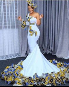 Ankara Mermaid Gown Styles, Ankara Dinner Gown Styles, Kitchen Party Dresses African, Ankara Dinner Dress, Kitchen Party Dresses, Ankara Wedding Gowns, Ankara Wedding Dress, Ankara Wedding Styles, Dress Necklines