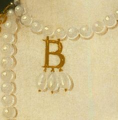 a close up of a necklace with letters on it