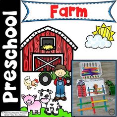 Preschool Farm Theme by Planning Playtime | Teachers Pay Teachers Farm Activities For Kids, Patterns Preschool, Construction Theme Preschool, Farm Week, Preschool Construction, Zoo Preschool, Preschool Farm, Farm Theme Preschool, Theme Preschool