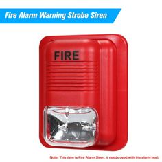 a red fire alarm with the words fire on it and an image of a car