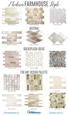 the different types of tile that are available in various colors and sizes, including beiges,