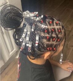 Red and White Combination Rubber Band Hairstyles with Braids Rubber Band Method Hairstyles, Rubber Band Hairstyles Natural Hair Kids, Rubberband Hairstyles Kids, Rubber Band Braids, Rubber Band Hairstyles Natural Hair, Back To School Hair Ideas, Rubber Band Method, School Hair Ideas, Natural Hair Box Braids