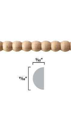 bead size chart for wooden beads with holes in the middle and an oval hole at the end