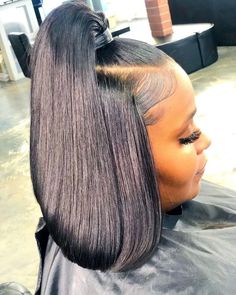 1,999 Likes, 23 Comments - Dajiah Blackshear (@hairfreakthebrand) on Instagram: “Good Morning Atlanta!!☀️ Spots available‼️‼️ Protective Styles book #halfuphalfdownhairstyle…” Black Hair Updo Hairstyles, Sleek Ponytail Hairstyles, Dark Blonde Hair, Wigs Hair, Dope Hairstyles