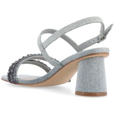 The Lornnah sandal by Journee Collection offers a stylish and comfortable choice with a 2 1/4-inch block heel, providing a fashionable lift for various occasions. The multi-strap design with a buckle closure adds a trendy touch, complementing the open toe style for a chic and modern look. Crafted with man-made materials for both the upper and outer sole and featuring a 4 mm Tru Comfort Foam™ footbed, these sandals prioritize both fashion and comfort, making them a versatile option. Embellished Block Heel Sandals For Spring, Embellished Low Heel Sandals For Spring, Spring Embellished Sandals With Low Heel, Spring Embellished Low Heel Sandals, Spring Embellished Sandals With Block Heel, Spring Embellished Block Heel Sandals, Embellished Slingback Heels For Summer, Embellished Slingback Sandals For Spring, Spring Embellished Slingback Sandals