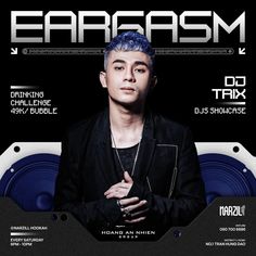 the front cover of earasm magazine, featuring djs on stage and djs showcase