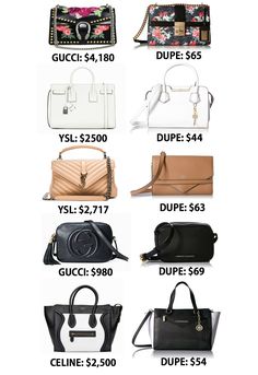 Fashion blogger Mash Elle shares the ULTIMATE designer bag dupe guide! Over 20+ of the best designer dupes most under $50! Gucci Sylvie Bag, Gucci Disco, Mini Luggage, Soho Disco Bag, Purse Trends, Gucci Sylvie, Givenchy Antigona, Gucci Soho, Best Designer Bags