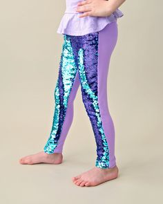 "These reversible sequin pants are perfect to pair with a bright top or to match your favorite team! The cotton side provides breathable comfort, while the colorful reverse side is sequined flippin' fun! Sizing: Slim Fit Please check the sizing before placing your order. If you are between sizes, size up. These pants are form fitting and hug the legs like leggings. Pant Inseams: 2: 12\" 3: 13\" 4: 14\" 5: 15\" 6: 16\" 7: 17\" 8: 18\" 10: 19\" 12: 20\" 14: 21\" Hand wash; hang dry" Dress Up Leggings, Mermaid Pants, Aqua Pants, Dinosaur Dress, Green Tutu, Rainbow Leggings, Pink Tutu Dress, Sequin Leggings, Twirly Dress