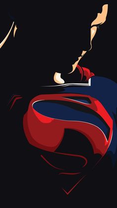 the superman movie poster is shown in red, white and blue colors on a black background