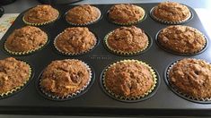 muffins sitting in the pan ready to be baked into the oven for consumption