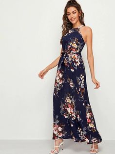 Our Castellaro Dress is a great maxi for just about any occasion. Features a floral print with a halter neck and a belted waist. True to size. Material : Polyester Sizes (Measured in inches): S Bust 37.5 Waist 38 Length 54.5 M Bust 39 Waist 40 Length 55L Bust 41.5 Waist 42 Length 56XL Bust 43.5 Waist 44.5 Length 56.5 Wedding Guest Dress Formal, Long Floral Dress, Maxi Floral Dress, Floral Boho Dress, Belted Maxi Dress, Caribbean Wedding, Halter Maxi, Floral Print Maxi Dress, Floral Print Maxi