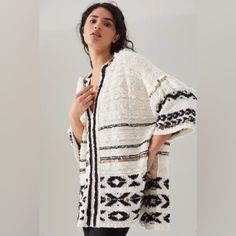 With A Roomy Silhouette And Playfully Fringed Trim, This Poncho Sweater Is A Layer You'll Love To Sport Through The Season. 76% Cotton, 11% Polyester, 7% Acrylic, 6% Nylon Fringed Embellishment V-Neck Pullover Styling New With Tags Size Xs/S But Would Fit Up To Large 27” Across At Bust 30” Long White Poncho, Knit Poncho Sweater, Bohemian Sweater, Cowl Neck Poncho, Poncho Cardigan, Kimono Sweater, Embellished Sweaters, Fringed Poncho, Poncho Style