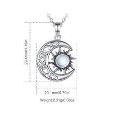 ♥ Pendant Size: 20.1*29.4mm, without chain or Silver chain 18inch/20inch Or with black leather cord, Chain width 1.1 mm, Weight: 2.31g;♥ Sterling Silver , Nickel-free, Lead-free, Cadmium-free, Hypoallergenic, Long Time Wearing Keeps You a Good Health.♥ Material: Solid 925 Sterling Silver♥ Arrive in a Lovely Gift Box, you may send it directly to your special her. Silver Moon Jewelry With Adjustable Chain, Moon-shaped Metal Necklace With Adjustable Chain, Moon Shaped Metal Necklace With Adjustable Chain, White Pendant Necklace With Sun And Moon Design, Adjustable Silver Necklace With Moon Phase, White Metal Moon-shaped Jewelry, Black Moonstone Necklace For Gift, Symbolic Silver Moonstone Necklaces, Symbolic Moon-shaped Metal Necklace