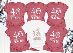 four t - shirts with the number forty and forty