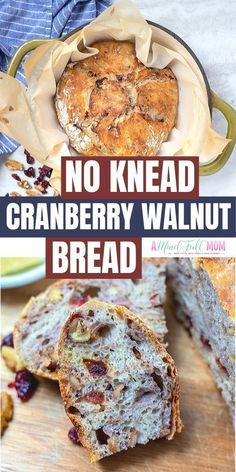 no knead cranberry walnut bread