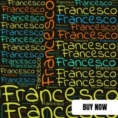 the word france written in different languages on a black background with an orange and blue border